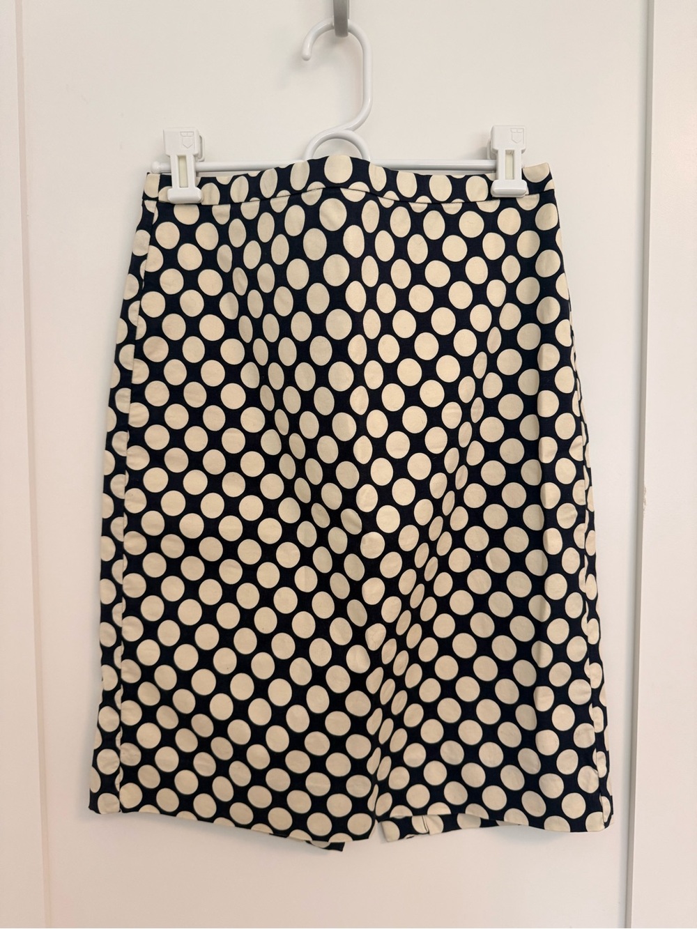 Jcrew Navy & Cream Polka Dot Pencil Skirt